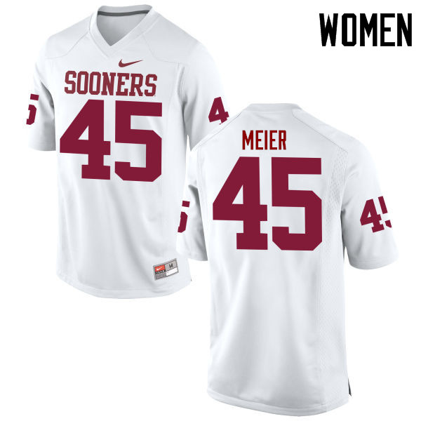 Women Oklahoma Sooners #45 Carson Meier College Football Jerseys Game-White - Click Image to Close